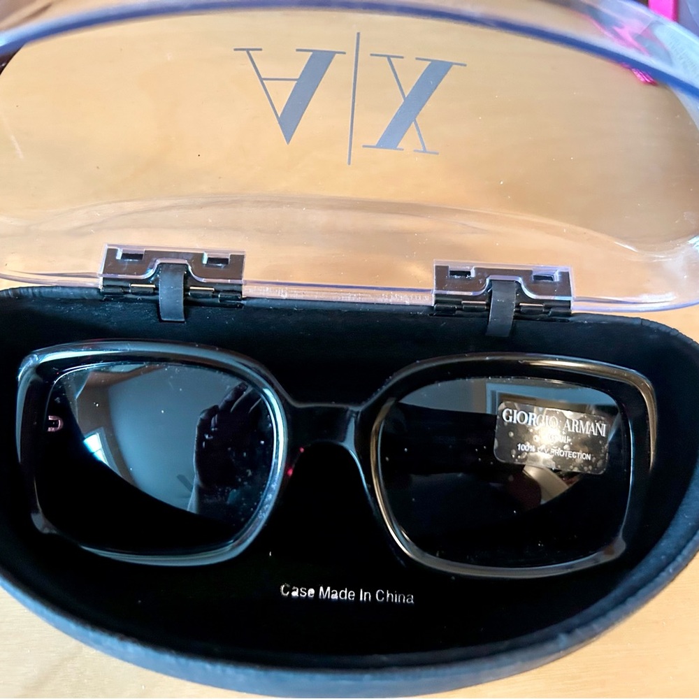 Giorgio Armani Black Clip-On Sunglasses